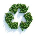 Recycle-symbool van groene bladeren met bliksemschicht in het midden